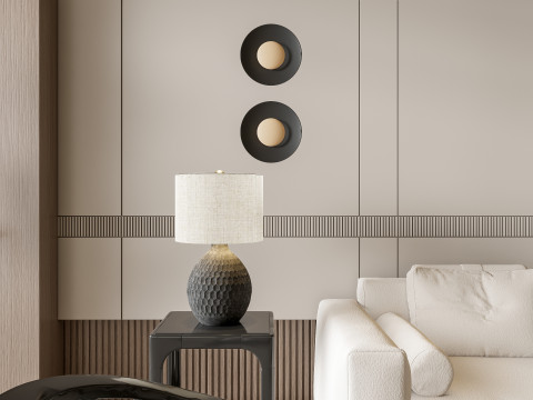 Sofa Coffee table Wall panel Living Combination 1 3D Model