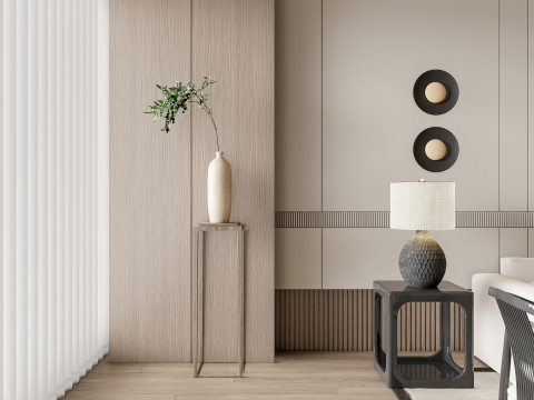 Sofa Coffee table Wall panel Living Combination 1 3D Model