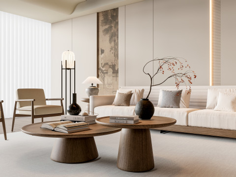 Sofa Coffee table Wall panel Living Combination 2 3D मॉडल