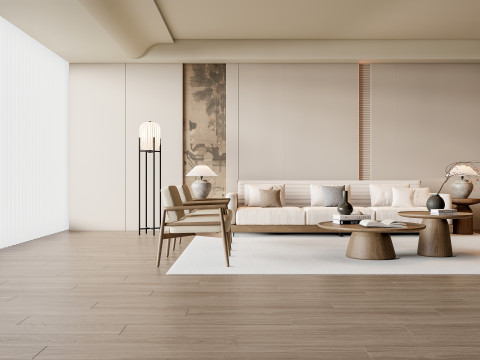 Sofa Coffee table Wall panel Living Combination 2 3D मॉडल
