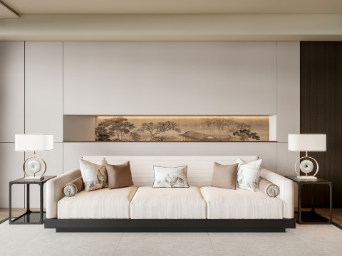 Sofa Coffee table Wall panel Living Combination 3 3D Модель