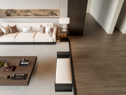 Sofa Coffee table Wall panel Living Combination 3 3D Модель