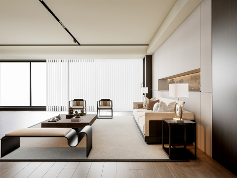 Sofa Coffee table Wall panel Living Combination 3 3D Модель