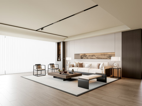 Sofa Coffee table Wall panel Living Combination 3 3D Модель