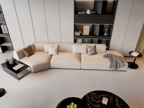 Sofa Coffee table Wall panel Living Combination 4 3D 모델