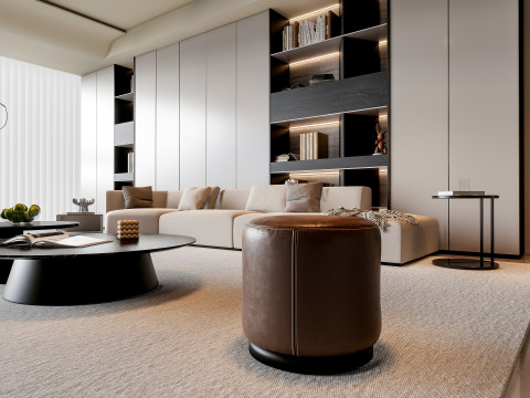 Sofa Coffee table Wall panel Living Combination 4 3D 모델