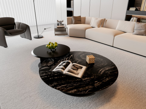 Sofa Coffee table Wall panel Living Combination 4 3D 모델