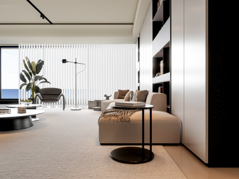 Sofa Coffee table Wall panel Living Combination 4 3D 모델