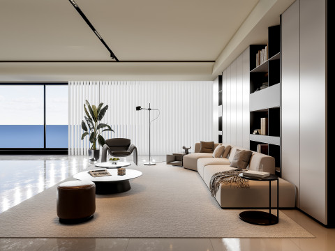 Sofa Coffee table Wall panel Living Combination 4 3D 모델