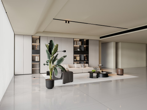Sofa Coffee table Wall panel Living Combination 4 3D 모델