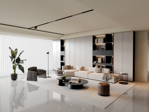 Sofa Coffee table Wall panel Living Combination 4 3D 모델