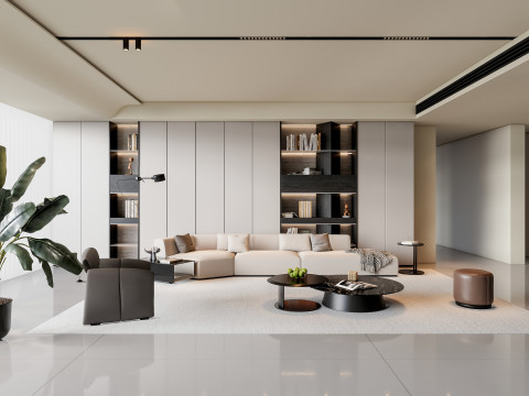 Sofa Coffee table Wall panel Living Combination 4 3D 모델