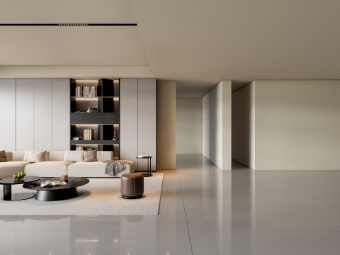 Sofa Coffee table Wall panel Living Combination 4 3D 모델
