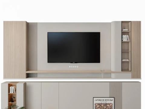 ソファ コーヒーテーブル 壁パネル リビング コンビネーション 5 3Dモデル