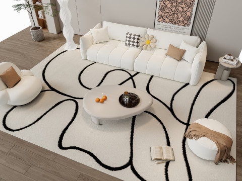 Sofa Coffee table Wall panel Living Combination 5 3Dモデル