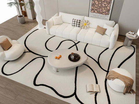 ソファ コーヒーテーブル 壁パネル リビング コンビネーション 5 3Dモデル