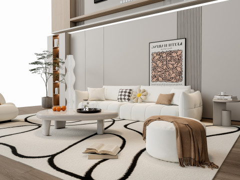 Sofa Coffee table Wall panel Living Combination 5 3Dモデル