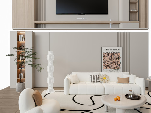 Sofa Coffee table Wall panel Living Combination 5 3Dモデル
