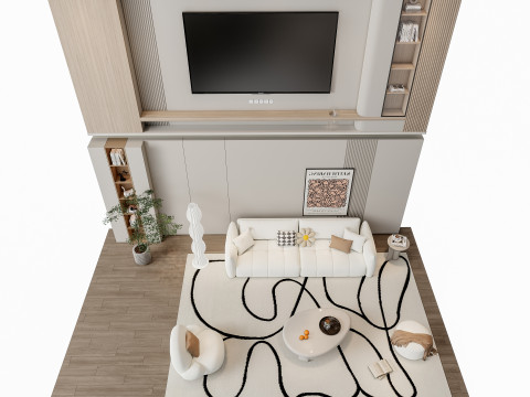 Sofa Coffee table Wall panel Living Combination 5 3Dモデル