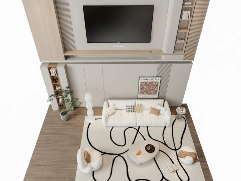 ソファ コーヒーテーブル 壁パネル リビング コンビネーション 5 3Dモデル