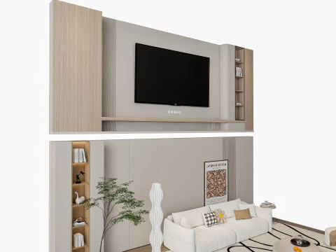 ソファ コーヒーテーブル 壁パネル リビング コンビネーション 5 3Dモデル