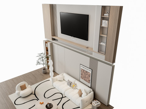 Sofa Coffee table Wall panel Living Combination 5 3Dモデル