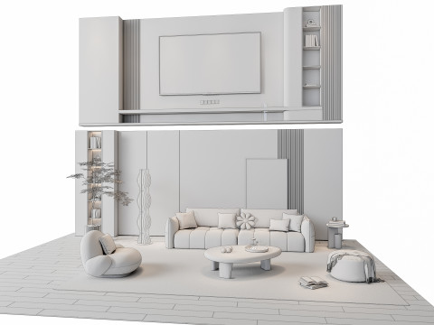 Sofa Coffee table Wall panel Living Combination 5 3Dモデル