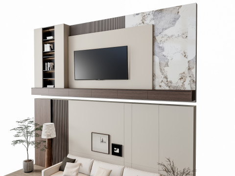 Sofa Coffee table Wall panel Living Combination 6 3Dモデル