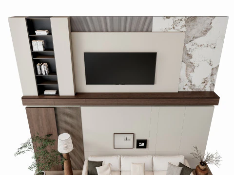 ソファ コーヒーテーブル 壁パネル リビング コンビネーション 6 3Dモデル