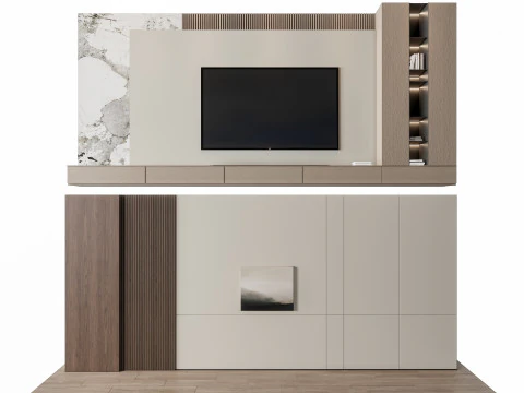 ソファ コーヒーテーブル 壁パネル リビング コンビネーション 7 3Dモデル