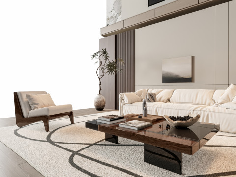 Sofa Coffee table Wall panel Living Combination 7 3Dモデル
