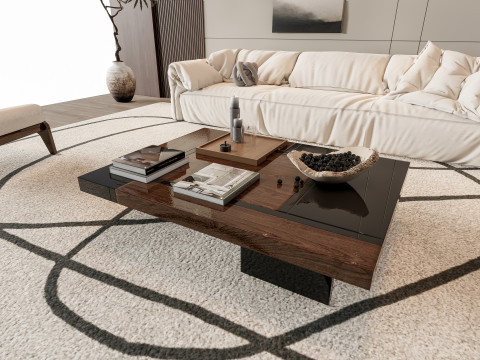 Sofa Coffee table Wall panel Living Combination 7 3Dモデル