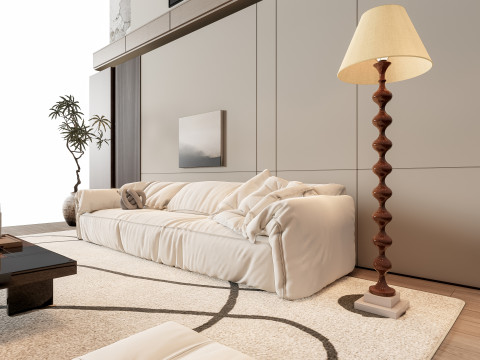 Sofa Coffee table Wall panel Living Combination 7 3Dモデル