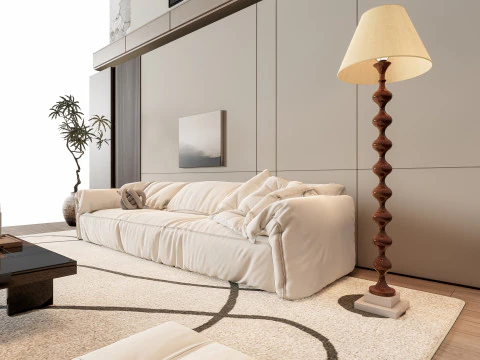 ソファ コーヒーテーブル 壁パネル リビング コンビネーション 7 3Dモデル