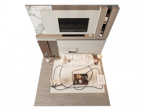 Sofa Coffee table Wall panel Living Combination 7 3Dモデル