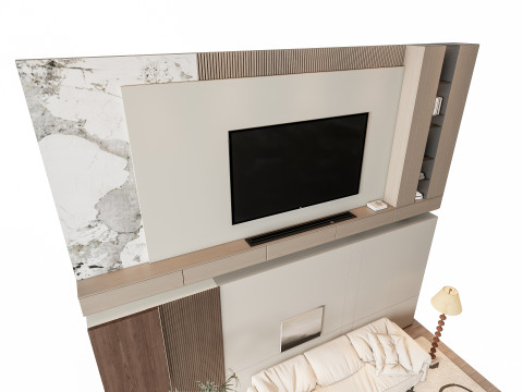 Sofa Coffee table Wall panel Living Combination 7 3Dモデル