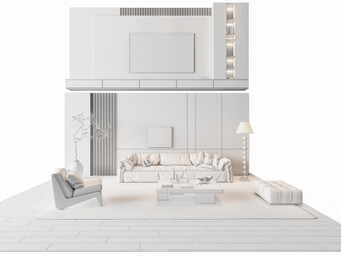 Sofa Coffee table Wall panel Living Combination 7 3Dモデル