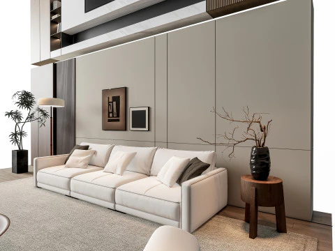 ソファ コーヒーテーブル 壁パネル リビング コンビネーション 8 3Dモデル