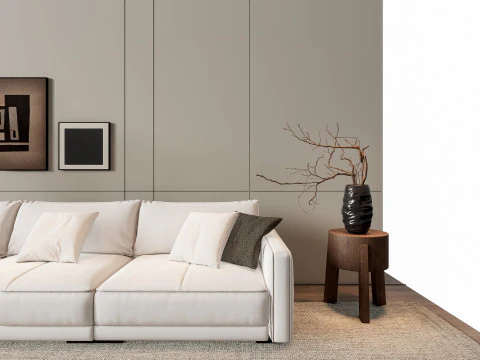 ソファ コーヒーテーブル 壁パネル リビング コンビネーション 8 3Dモデル