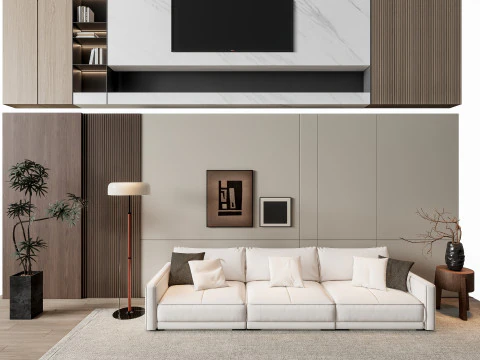 ソファ コーヒーテーブル 壁パネル リビング コンビネーション 8 3Dモデル