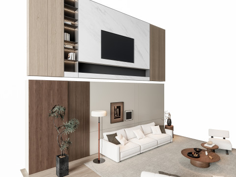 Sofa Coffee table Wall panel Living Combination 8 3Dモデル