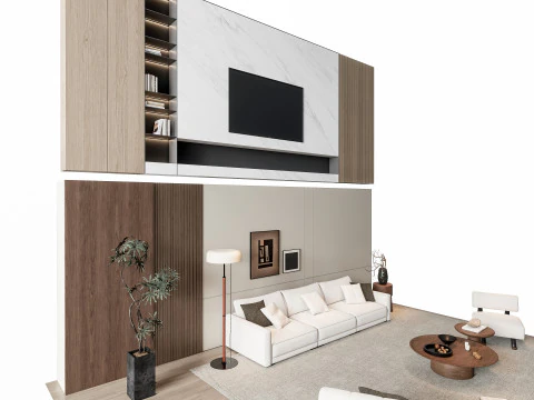 ソファ コーヒーテーブル 壁パネル リビング コンビネーション 8 3Dモデル