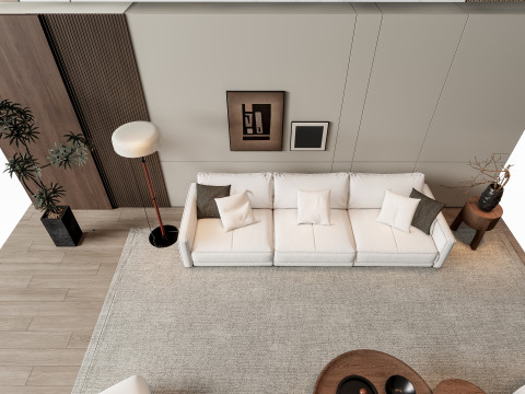 Sofa Coffee table Wall panel Living Combination 8 3Dモデル
