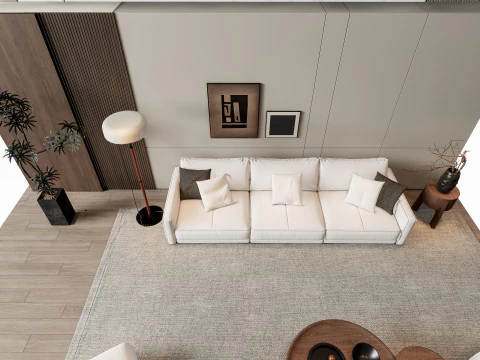 ソファ コーヒーテーブル 壁パネル リビング コンビネーション 8 3Dモデル