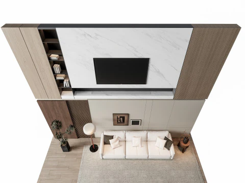 ソファ コーヒーテーブル 壁パネル リビング コンビネーション 8 3Dモデル