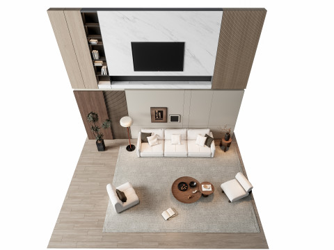 Sofa Coffee table Wall panel Living Combination 8 3Dモデル