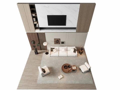 ソファ コーヒーテーブル 壁パネル リビング コンビネーション 8 3Dモデル