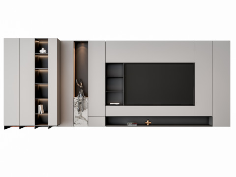 Sofa Coffee table Wall panel Living Combination 9 3D 모델