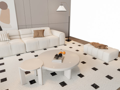 Sofa Coffee table Wall panel Living Combination 9 3D 모델