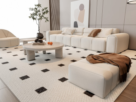 Sofa Coffee table Wall panel Living Combination 9 3D 모델